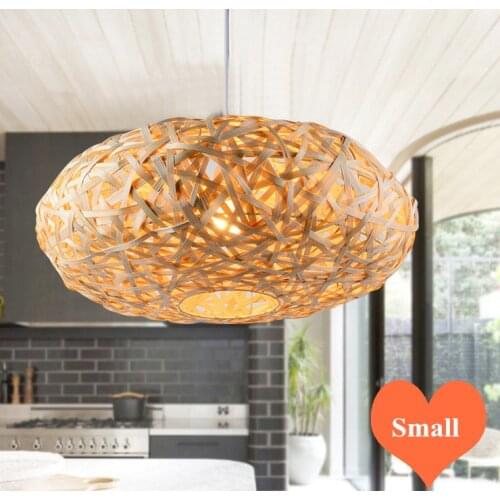 Chinese rustic hand knitting bamboo Pendant Lights Southeast Asia brief round E27 LED small lamp for porch&parlor&stairs LHDD016