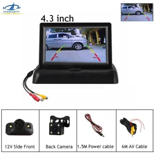 HF 4.3 Inch Car Reverse Monitor Kits With HD Foldable Camera Car Reversing TFT LCD Display Screen Mini TV Monitor 480X272P