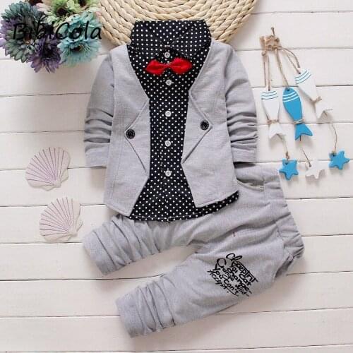 BibiCola baby boys clothing sets children cotton cardigan newbron baby boy t-shirts +pants kids 2pcs clothing suit