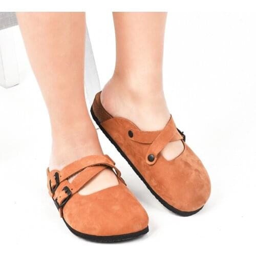 Moosefield Genuine Leather Brown Women 'S Slippers