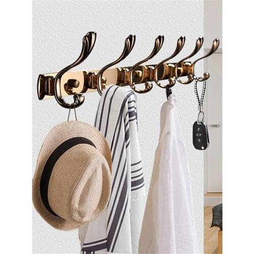 Robe Hooks 304 Stainless Steel Clothes Hooks Wall Mounted Clothes Rack Key Hanger Bath Hardware Accessory 3/4/5 Hooks Rose Gold