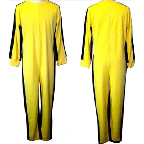 Hot 2017 Vintage classic Bruce Lee Costume Yellow jumpsuit kung fu Game Cosplay Costume Halloween clothing Anime hero costume