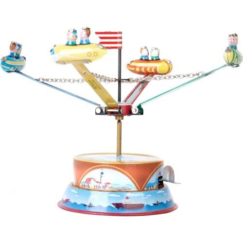 Mechanical Clockwork Wind Up Toys Vintage Rotating Spacecraft Model Tin Toy Collectibles for Adults Home Decor Ornaments