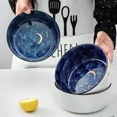 Starry Sky Cute Rice Bowl Household Tableware Fruit Salad Plate Soup Noodle Oatmeal Net Red Ceramic Bowl