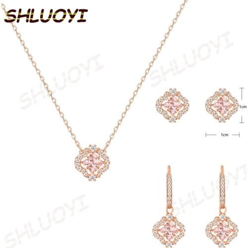 Fashion jewelry high quality SWA beating heart lady clavicle chain geometric round crystal pendant female Necklace