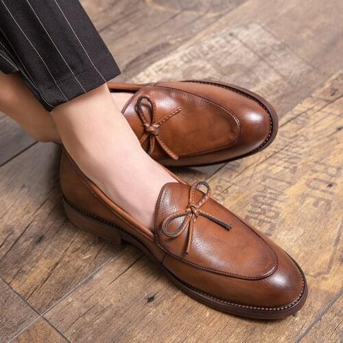 Men Casual Leather Shoes Classic Fashion Elegantes Loafers College Style Shoes Driving Shoes Daily Business Loafers Plus Size 47