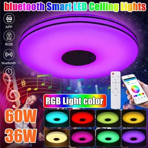 36W/60W RGB LED Music Ceiling Light bluetooth Speaker Lamp Home Party Bedroom Remote Control+APP Smart Colorful Light 110-220V