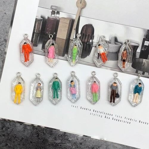 10pcs Mixed Mini Cartoon Character Resin Earring Charms Creative Bracelet Necklace Pendant Diy Crafts Jewelry Make