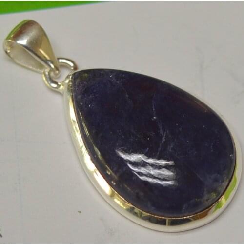 Genuine IOLITE CAB Pendant 925 Sterling Silver, Women Hand Made Fine Jewelry Gift, 37 mm, AP7058
