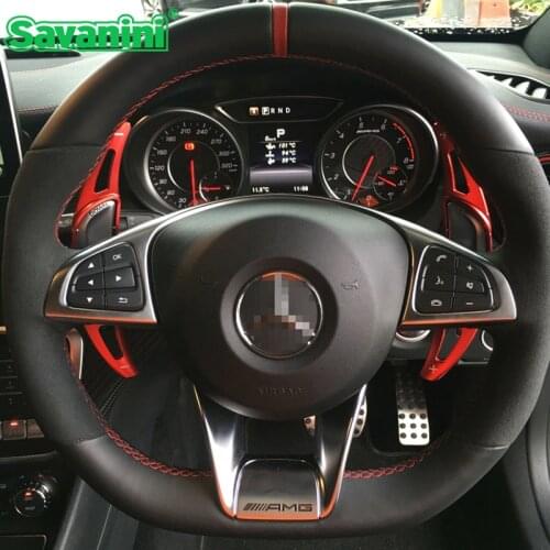 Savanini Aluminum Car Steering Wheel Shift Paddle Shifter Extension For Benz New AMG G63 C63 S63 GLA45 2015-2019 styling