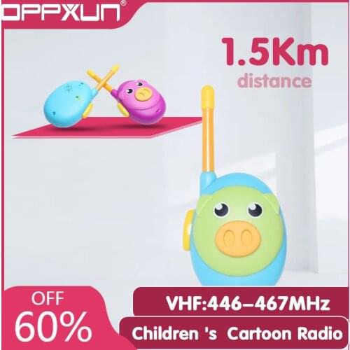 2021 Hot Sale OPPXUN walkie talkie 2pcs childrens Radio cartoon cute two color birthday Christmas gift toys birthday gift