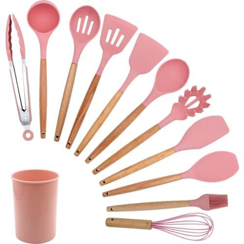Silicone Kitchenware Cooking Utensils Set Heat Resistant Kitchen Non-Stick Cooking Utensils Baking Tools With Storage Box Tools