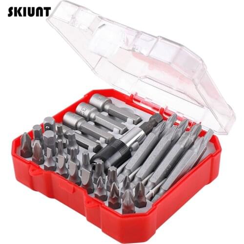 SKIUNT 34Pcs Screwdriver Bit Set 6.35mm Magnetic Torx Phillips Screw Bit Holder Shank Adapter Home Appliances Repair Hand Tools