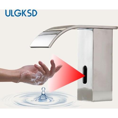 ULGKSD Bathroom Faucet Chrome Finished Vessel Sink Automatic Infrared Sensor Basin Faucets Cold and Hot Mixer Tap