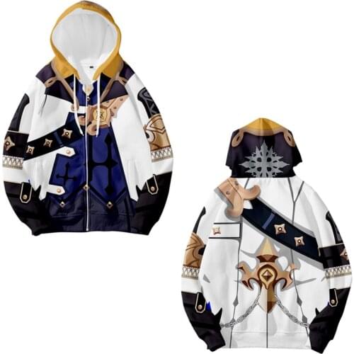 Genshin Impact 3D Print Zip Up Women/Men Hoodies Sweatshirts Anime Albedo Cosplay Zipper Hooded Jacket Male Tracksuit Outerwear