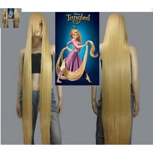 Free Shipping NEW Movie Rapunzel long blonde cosplay wavy wig 150cm Hot Cool