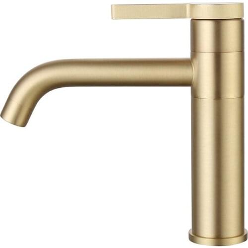 Yiyu Brand All-copper Wire-drawing Gold Cold and Hot Water Face Pot Faucet European Face Pot Faucet