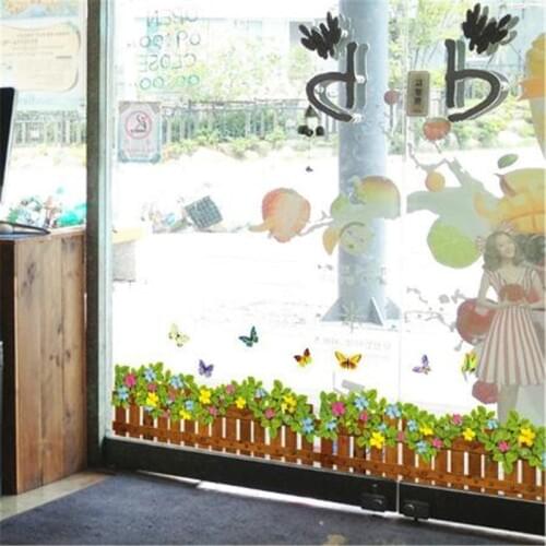 1PCS Fence Flower Skirting Wall Sticker PVC Transparent Film For Baby Room Wall Decals Kindergarten Room Decor 50*70CM