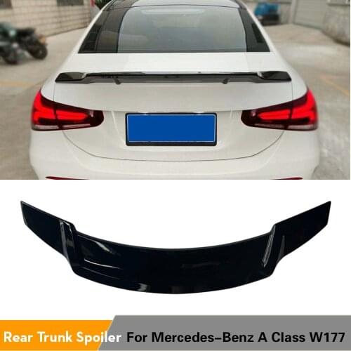 Rear Trunk Spoiler for Mercedes-Benz A Class W177 A180 A200 2019 ABS Black Rear Trunk Boot Lip Wing Spoiler