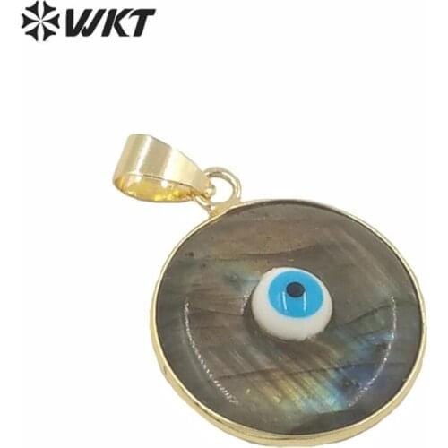 WT-P1577 Factory Price Natural stone lady pendant round shape gem-stone eye necklace 26mm best selling type