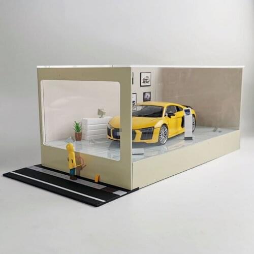 1: 18 Dust cover of display box Match with car model scene accessories with USB light