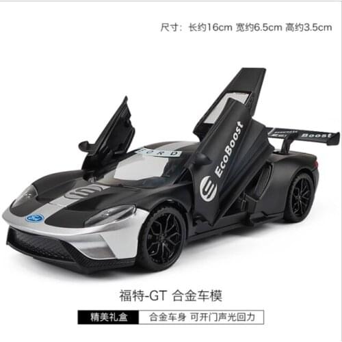 1: 32 Simulation Ford GT Sports Car Alloy Model Childrens Toy Racing Version Return Force Car Boy Model Gift Black