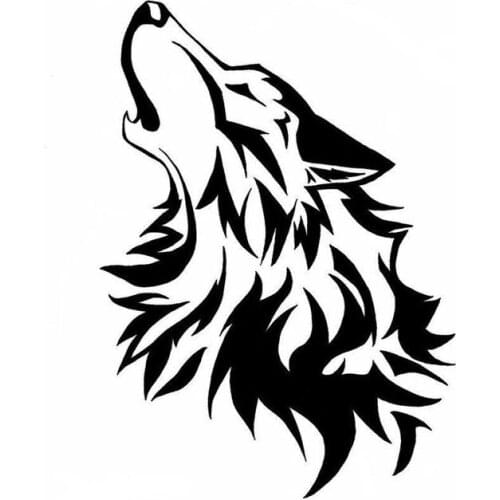 12.8*17.8CM Cute Intoxicated Howling Wolf Reflective Car Sticker Vinyl Car Bumper Decal Black/Silver S1-2317