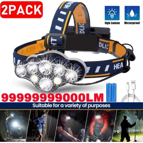 2/1PCS 2 Styles Super bright 8 LED Headlamp Waterproof Outdoor LED Headlight Head Torch Lamp for Fishing, Car Repair, Outdoor