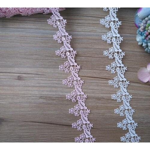 2 Yards Pink White Soluble Lace Trim Knitting Wedding Embroidered Diy Handmade Patchwork Ribbon Sewing Supplies Crafts