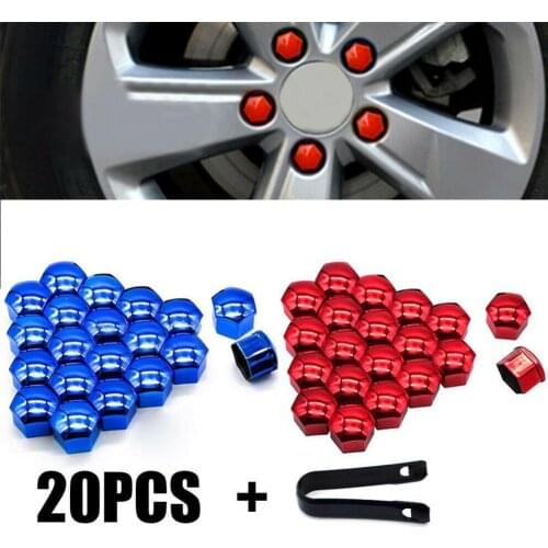 20pcs 21mm Car Tyre Wheel Hub Covers Protection Caps Wheel Nuts Covers Nut Caps Hub Screw Protector Dust Proof Bolt Rim