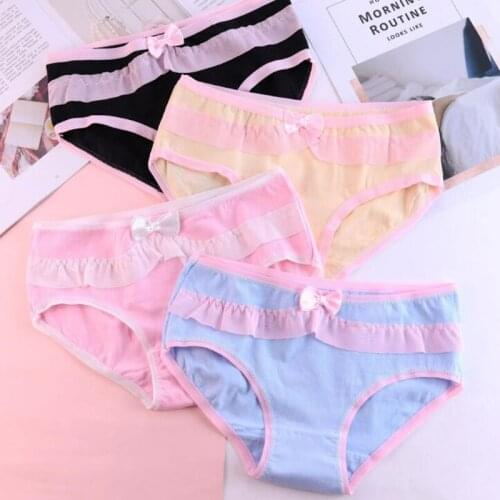 4PCS/Lot Children Cotton Underwear Young Girls Briefs Solid Low Waist Short Briefs Comfortable Ladies Panties TWY-Y13-4p