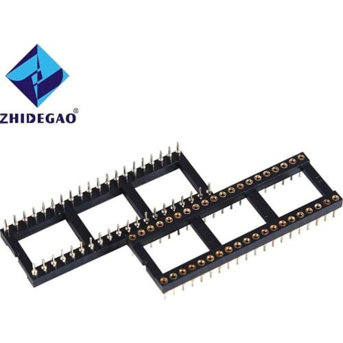 ZHIDEGAO 5pcs DIP-40 Round Hole 40 Pins 2.54MM DIP 40 IC Sockets Adaptor Solder Type 40 PIN IC Connector