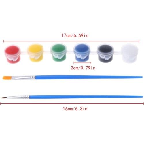 6 Colors Acrylic Paints w/ 2 Brushes Nail Art Wall Oil Painting Tools Art Supply