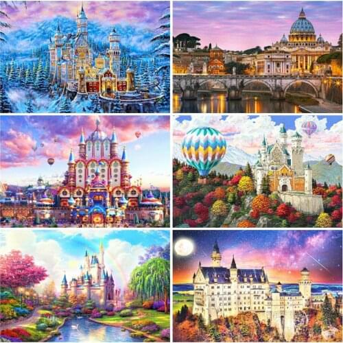 EverShine 5D DIY Diamond Painting Full Square Landscape Cross Stitch Diamond Embroidery Castle Scenery Picture Rhinestones Gift