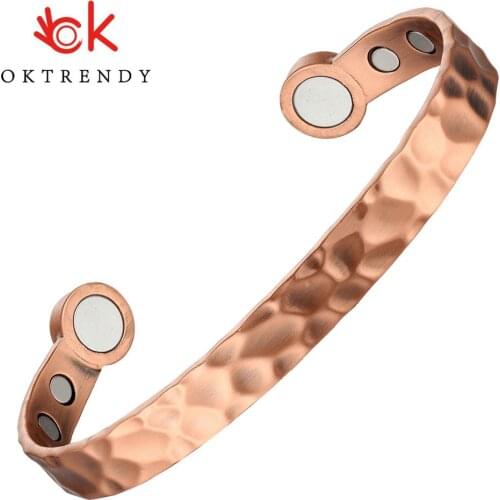 OKtrendy Pure Copper Bracelet Magnetic Metal Cuff Adjustable Bracelet Health Energy Copper Bracelets Bangles for Arthritis