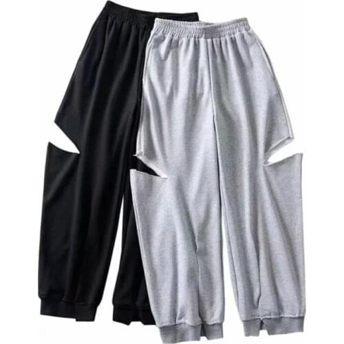 Europe and The United States New Sports Pants Women Fall 2020 Harajuku BF Handsome Loose Hole Harem Pants DLZK649