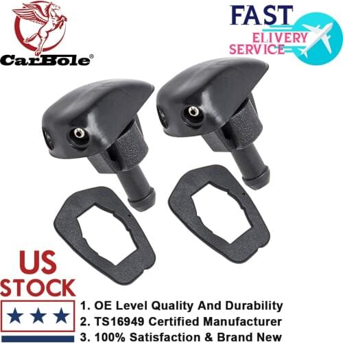 Carbole Brand 2 Pack Front Windshield Washer Sprayer Nozzle Plastic Black Universal Car Vehicle