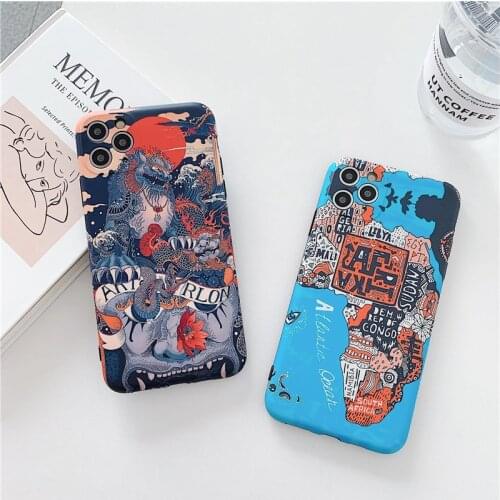 Mysterious Oriental Animal Africa Map Cool Design Phone Case for iPhone 12 Pro Max 11ProMax 12mini 12Pro X XS XR 7 8 Plus 11 Max