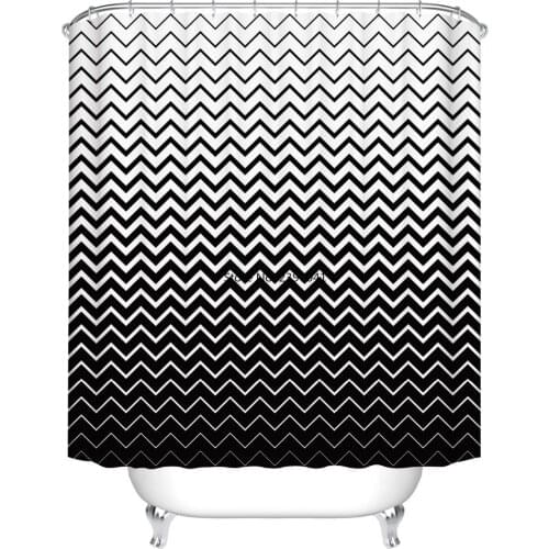Black White Stripe Decoration Shower Curtains Bathroom Curtain Frabic Shower Curtain Frabic Waterproof Polyester bath Curtain