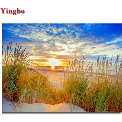 DIY Diamond Embroidery Scenery Full square round Diamond Painting Beach sunset Cross Stitch Diamond Mosaic rhinestone pictures