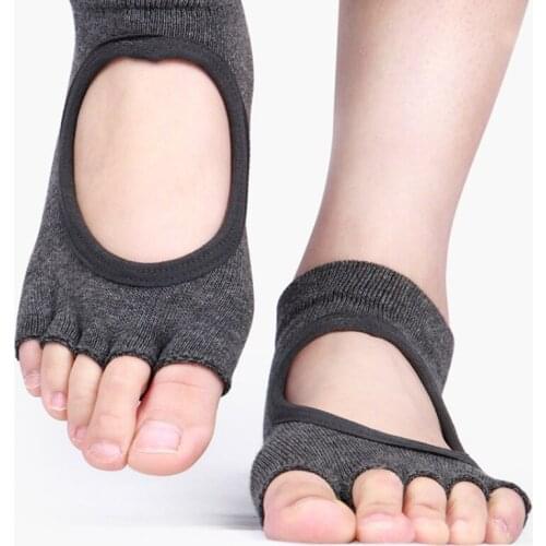 Women Toeless Ballet Bandage Yoga Socks Anti-Slip Breathable Damping Pilates Ballet Socks Good Grip Professional Dance Sock