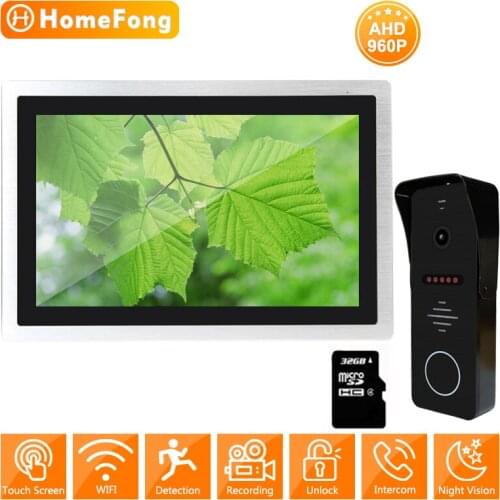 HomeFong 10 Inch WIFI Intercom Visual Doorbell Monitoring Recording With SD Card Family Safety System Video Door Phone for Home