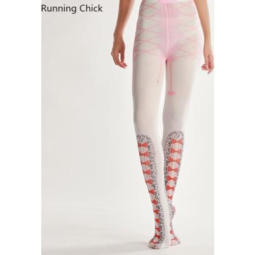 Two Dimensional Printing Pantyhose Bow Tie Bottom Socks Stockings For School tattoo-stockings