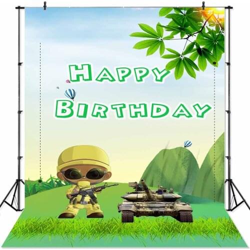 Seekpro Photography Background boys Happy birthday party military CS camp baby shower Banner Backdrop Photo Background Photocall