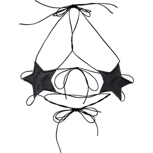 Holographic Pentagram Bandage Crop Tops Halter Backless Star Bra Bustier Hollow Out Sleeveless Reflective Clothes for Women