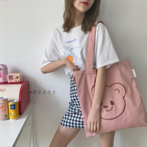 Bag women 2020 new ins canvas bag female student South Korea large capacity shoulder bag simple handbag