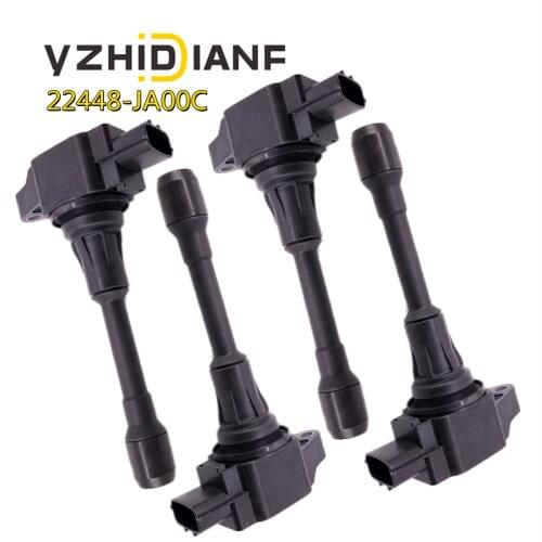 4PCS 22448-JA00C Ignition Coil For 2007-15 Nissan- TIIDA Cube Altima Rogue Sentra Versa Micra X-Trail Qashqai Infiniti- M56 FX50