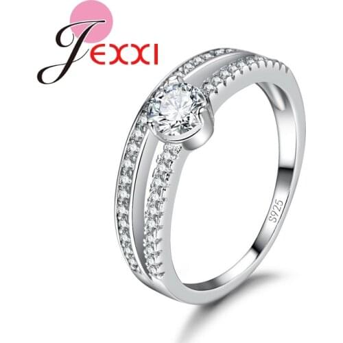Cubic Zirconia Crystal Rings For Women Engagement Jewelry Elegant 925 Sterling Silver Wedding Finger Ring Fashion Design