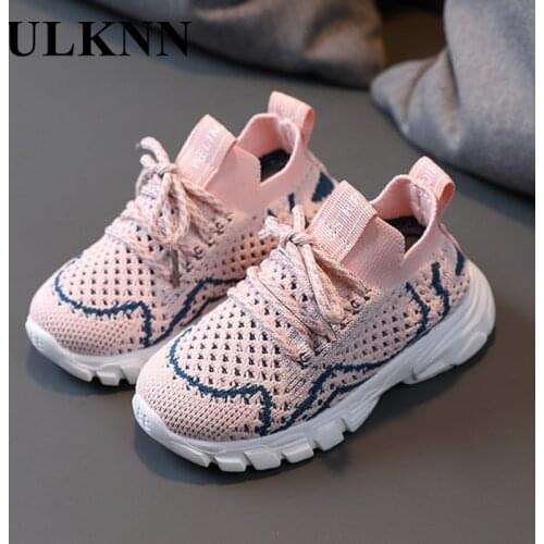 ULKNN Pink Sneakers For 6 Year Old Girls Black Children Sneakers Boys Gray Casual Mesh Breathable Rubber Sole Kids Slip On Shoes