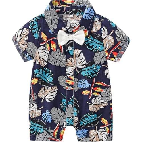 Summer 2021 Boys Clothing Short Sleeve Party 0-24 Months Infantil Boys Romper Boy Newborn Clothes Jumpsuit Gentlemam Overalls